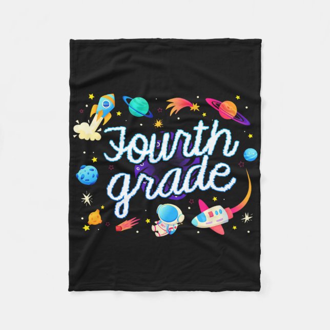 Fourth Grade Astronaut Planets Space Back To Schoo Fleece Blanket (Front)