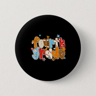 Fourth Grade Back To School Baseball Basketball Fo 6 Cm Round Badge