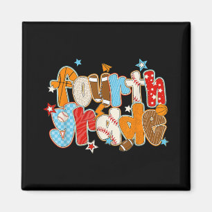Fourth Grade Back To School Baseball Basketball Fo Magnet