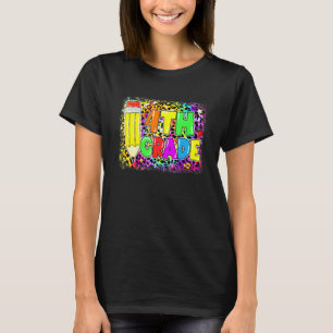 Fourth Grade Back To School Leopard Pencil Teacher T-Shirt