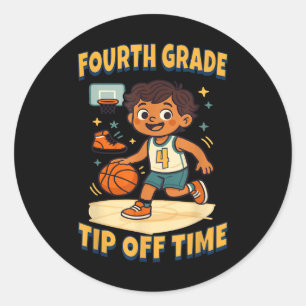 Fourth Grade Basketball Tip Off Game Day Vibes Classic Round Sticker
