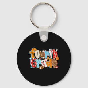 Fourth Grade Boy Back To School Baseball Basketbal Key Ring
