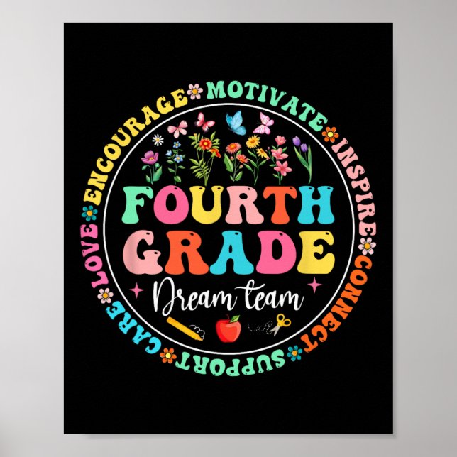 Fourth Grade Dream Team Back To School Teacher Lov Poster (Front)