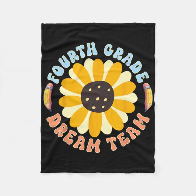 Fourth Grade Dream Team Teacher Student Back To Sc Fleece Blanket (Front)