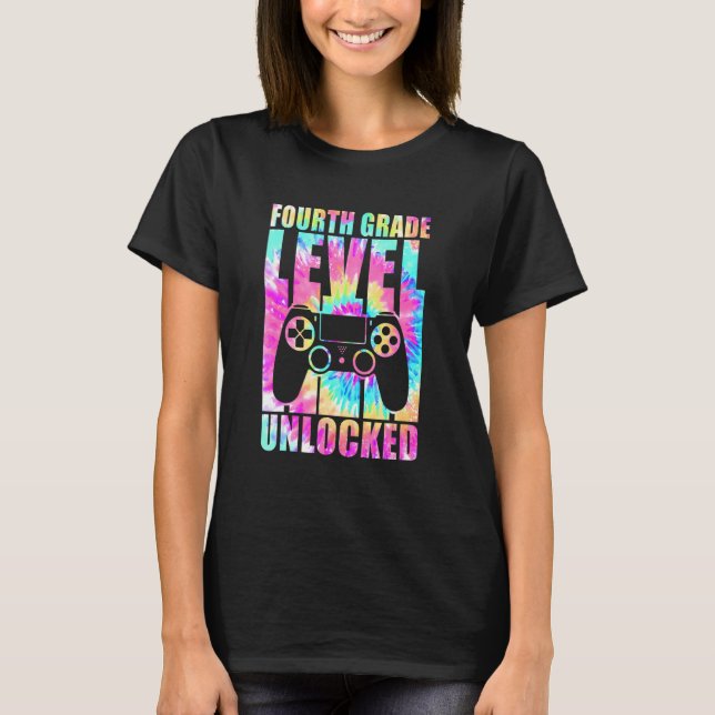 Fourth Grade Level Unlocked Tie Dye Back To School T-Shirt (Front)