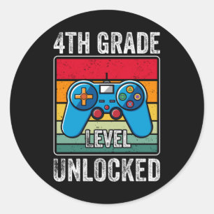 Fourth Grade Level Unlocked Video Game Kids Gift Classic Round Sticker