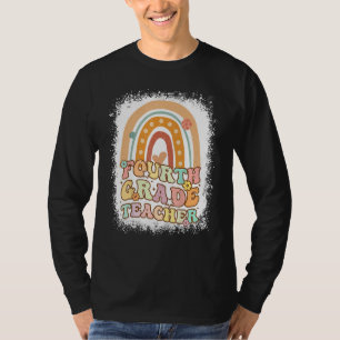Fourth Grade Rainbow Bleached Retro Back To School T-Shirt