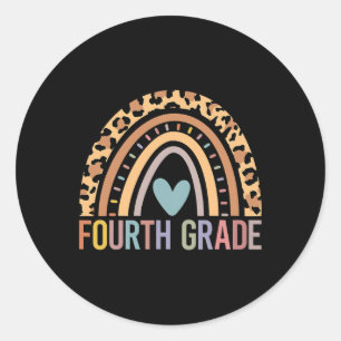 Fourth Grade Rainbow Girls Boys Teacher Team 4th G Classic Round Sticker