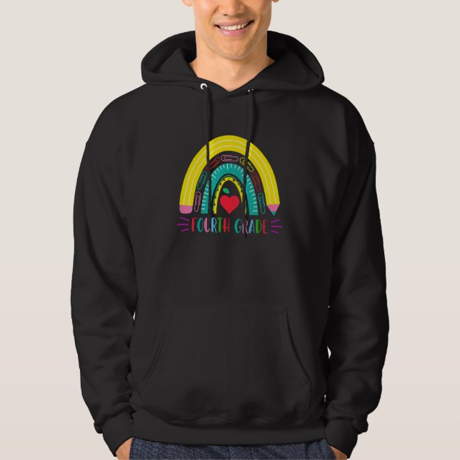 Fourth Grade Rainbow Girls Boys Teacher Team 4th G Hoodie (Front)