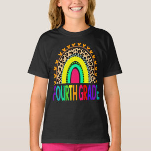 Fourth Grade Rainbow Leopard Back To School T-Shirt