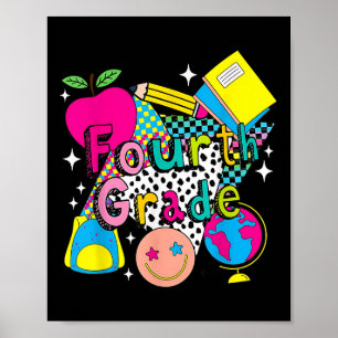 Fourth Grade Retro 4th Grade Kids Back To School T Poster