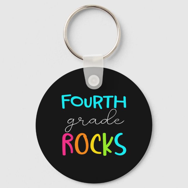 Fourth Grade Rocks  Team 4th Grade Teacher  Key Ring (Front)