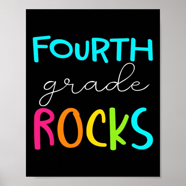 Fourth Grade Rocks  Team 4th Grade Teacher  Poster (Front)