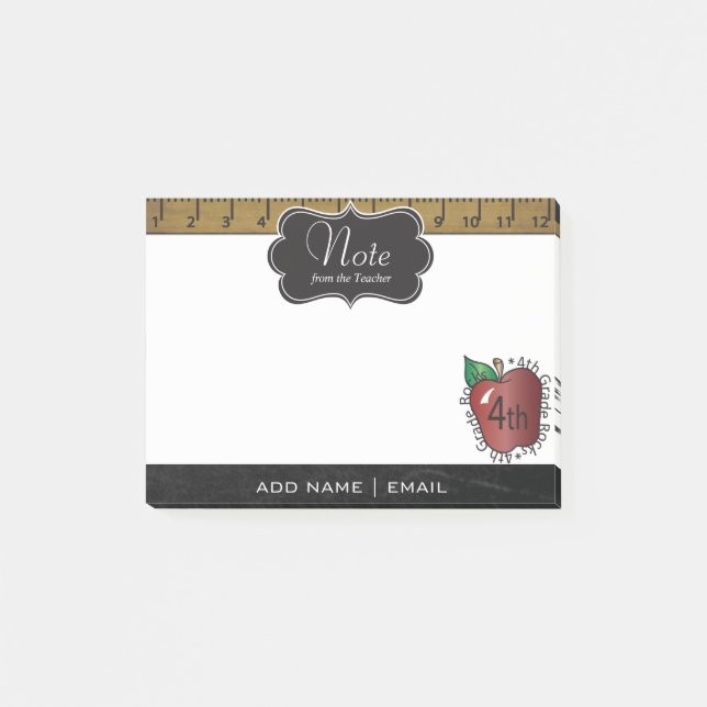 Fourth Grade School Teacher | DIY Text Post-it Notes (Front)