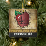 Fourth Grade School Teachers Rock Ceramic Ornament<br><div class="desc">🥇AN ORIGINAL COPYRIGHT ART DESIGN by Donna Siegrist ONLY AVAILABLE ON ZAZZLE! A Vintage Styled 4th Grade School Teacher Christmas Ornament ready for you to personalise. ✔NOTE: ONLY CHANGE THE TEMPLATE AREAS NEEDED! 😀 If needed, you can remove some of the text and start fresh adding whatever text and font...</div>