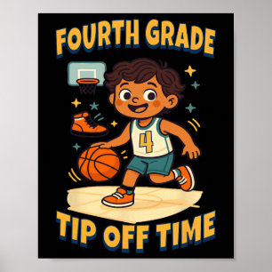 Fourth Grade Sketll Tip Off Game Day Vibes Poster