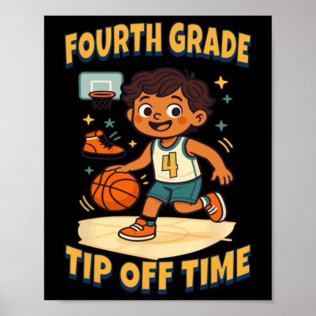 Fourth Grade Sketll Tip Off Game Day Vibes  Poster (Front)