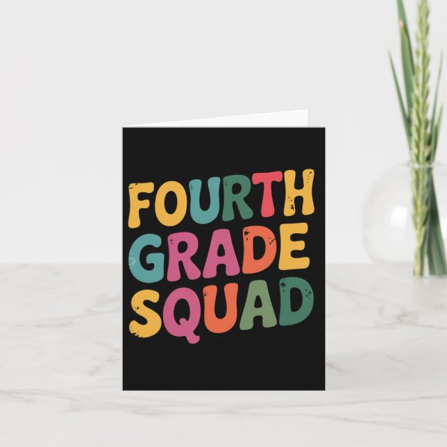 Fourth Grade Squad 4th Teacher Crew Back To School Card (Front)