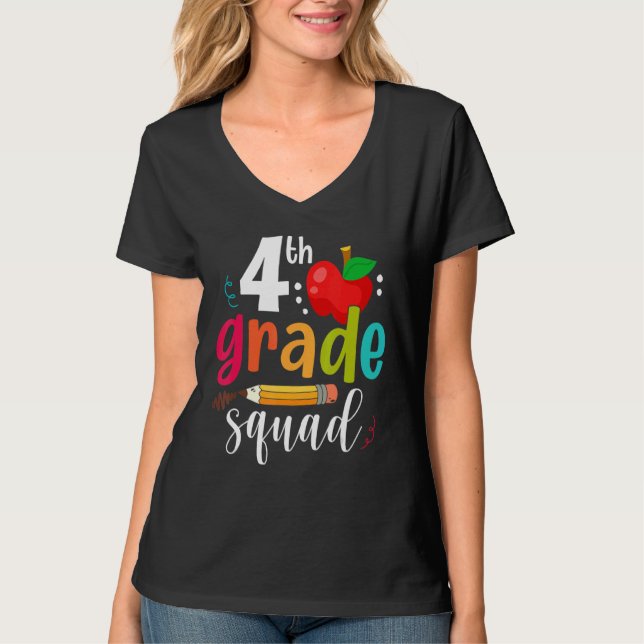 Fourth Grade Squad  Back To School 4th Graders Tea T-Shirt (Front)