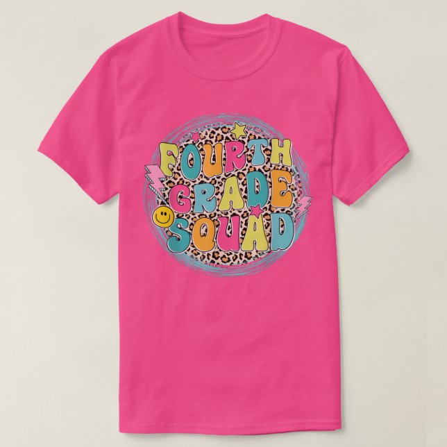 Fourth Grade Squad Back To School Leopard Boys Gir T-Shirt (Design Front)