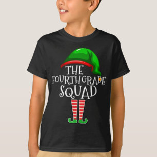 Fourth Grade Squad Elf Matching Christmas Gift Tea T-Shirt