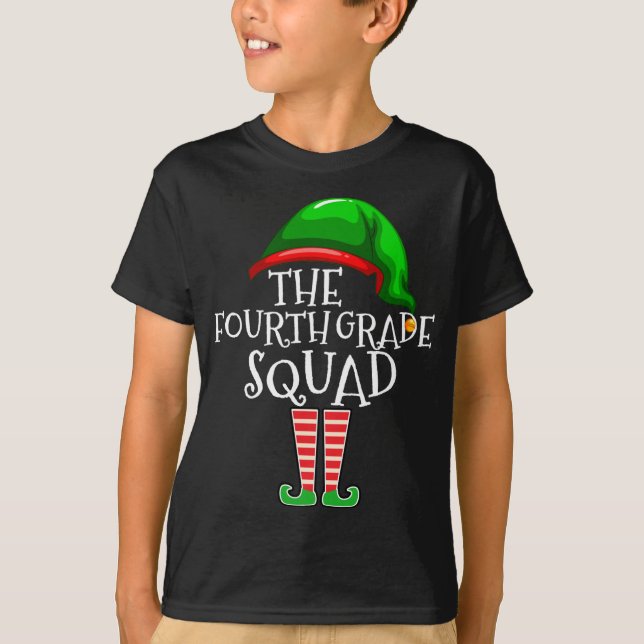 Fourth Grade Squad Elf Matching Christmas Gift Tea T-Shirt (Front)