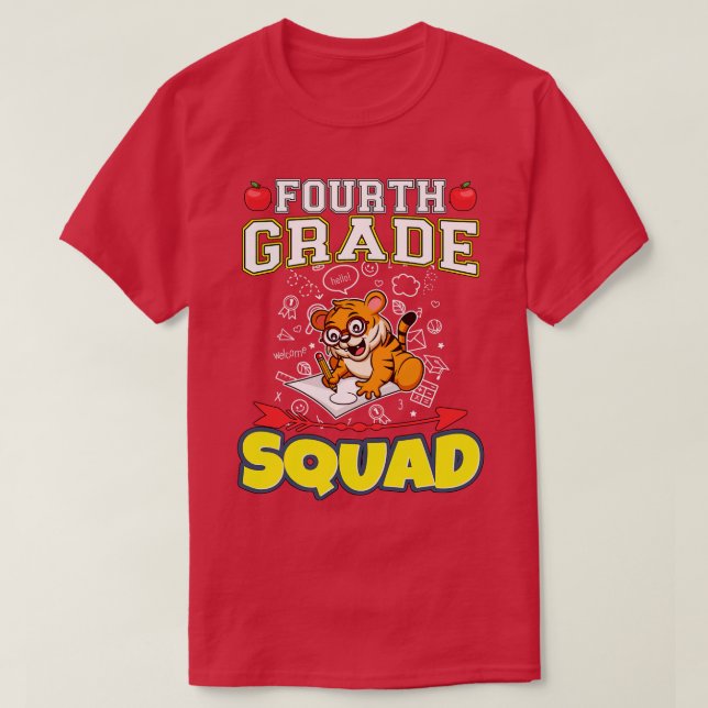 Fourth Grade Squad Funny Elementary Primary School T-Shirt (Design Front)
