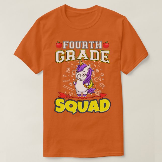 Fourth Grade Squad Funny Elementary Primary School T-Shirt (Design Front)