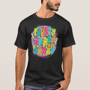 Fourth Grade Squad Rainbow 4th Grade Teacher Back  T-Shirt