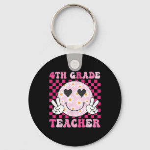 Fourth Grade Teacher Back To School Daisy Smile Fa Key Ring