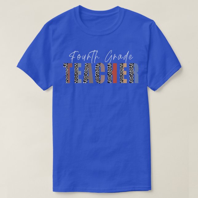 Fourth Grade Teacher Graphic Tees 4th Leopard Tee  (Design Front)