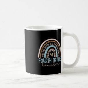 Fourth Grade Teacher Leopard Boho Rainbow Back To Coffee Mug