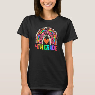 Fourth Grade Teacher Leopard Rainbow 4th Grade Tea T-Shirt