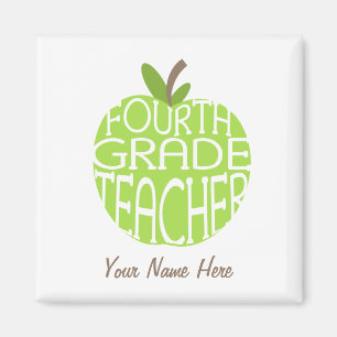 Fourth Grade Teacher Magnet - Green Apple