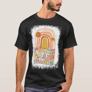 Fourth Grade Teacher Retro Groovy Leopard 4th Grad T-Shirt