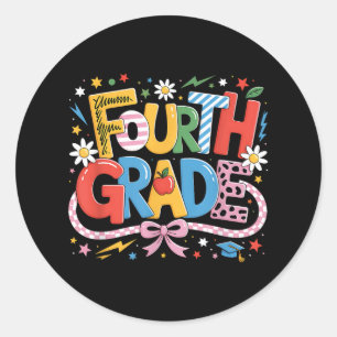 Fourth Grade Teacher Student Back To School Happy  Classic Round Sticker