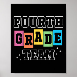 Fourth Grade Team 4th Grade Vibes Retro First Day  Poster