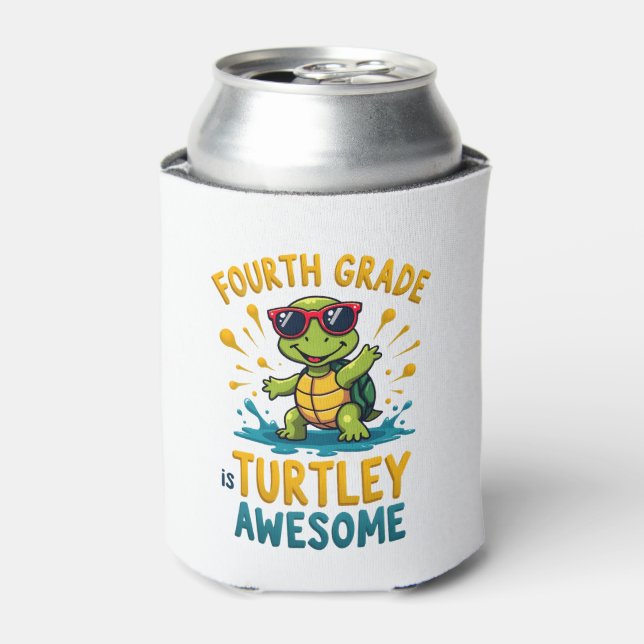Fourth Grade Turtle-y Awesome First Day of Fourth  Can Cooler (Can Front)