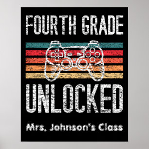 Fourth Grade Unlocked Back to School Personalised Poster