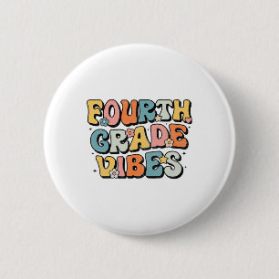Fourth Grade Vibes - 4th Grade Team Retro 1st Day 6 Cm Round Badge