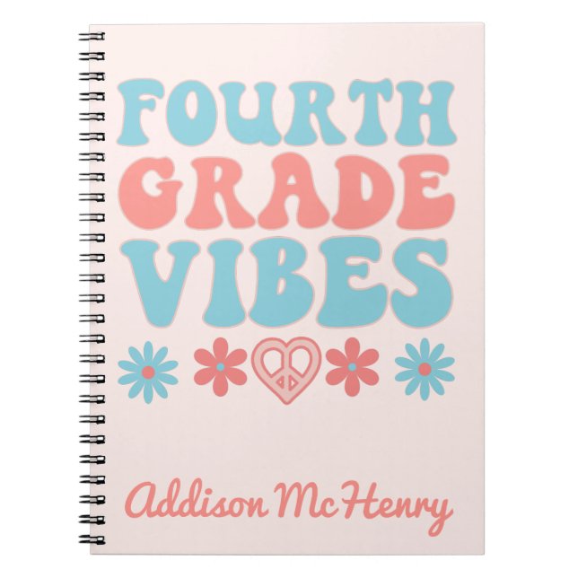Fourth Grade Vibes - Retro Back To School Notebook (Front)