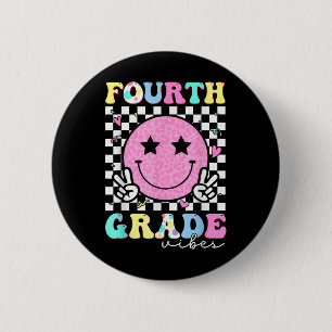 Fourth Grade Vibes Smile Face 4th Grade Team Back 6 Cm Round Badge
