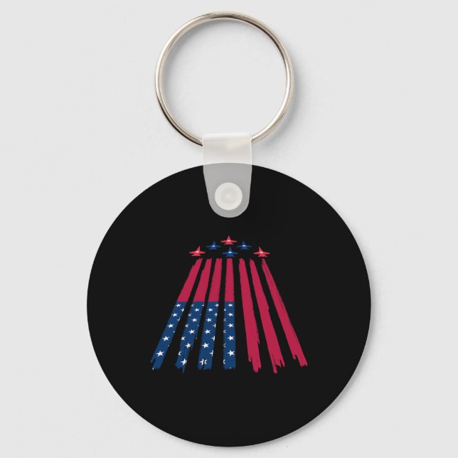 Fourth July 4th Independence Day American Flag Fly Key Ring (Front)