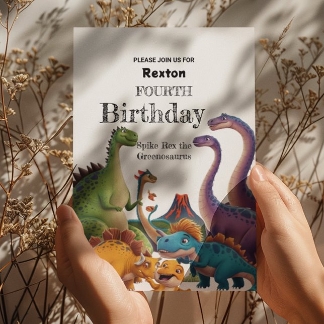 Fourth Kids Dinosaur Birthday Party invitations (Creator Uploaded)