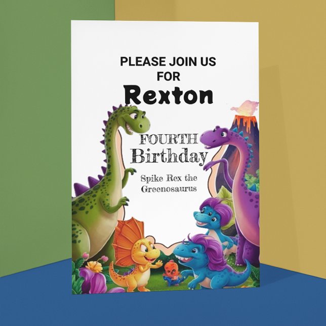 Fourth Kids Dinosaur Birthday Party invitations (Creator Uploaded)