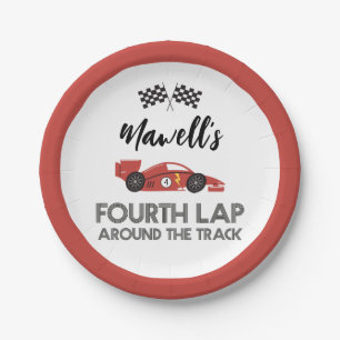 Fourth Lap Around the Track Race Car Birthday Paper Plate
