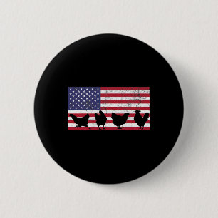 Fourth Of July 4th Chicken Hen Farm American Flag 6 Cm Round Badge