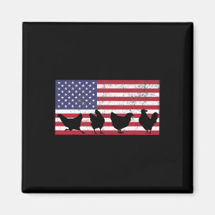 Fourth Of July 4th Chicken Hen Farm American Flag Magnet