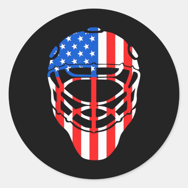 Fourth of July 4th Hockey Goalie Mask American Fla Classic Round Sticker (Front)
