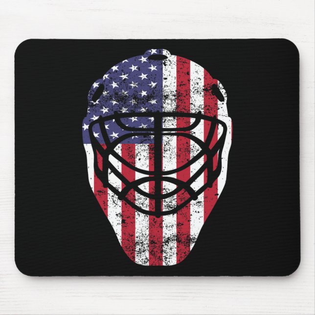 Fourth of July 4th Hockey Goalie Mask American Fla Mouse Pad (Front)